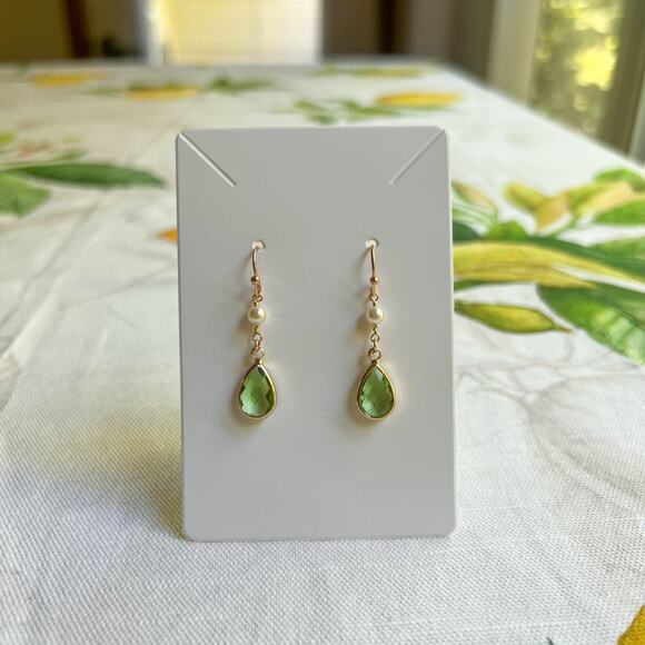 Free People Dresses & Skirts - August Birthstone Earrings Peridot Pearl Minimalist Romantic Casual Earrings